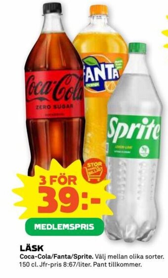 Stora Coop LÄSK Coca-Cola/Fanta/Sprite erbjuda