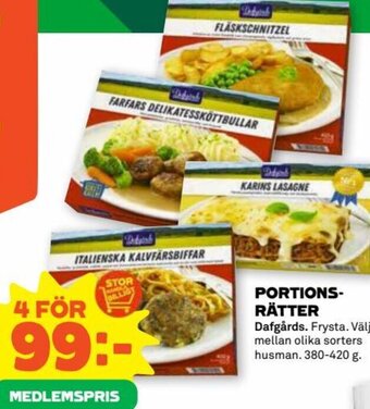 Stora Coop PORTIONS-RÄTTER Dafgårds erbjuda