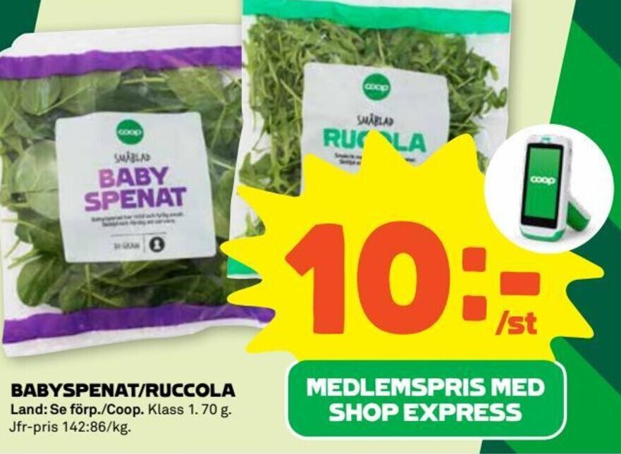 Stora Coop BABYSPENAT/RUCCOLA Land: Se förp./Coop erbjuda