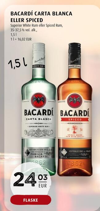 Scandinavian Park Bacardí carta blanca eller spiced erbjuda