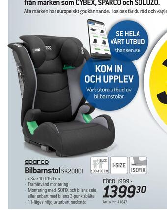 thansen Bilbarnstol erbjuda