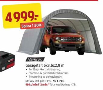 Jula Hamron garagetält erbjuda