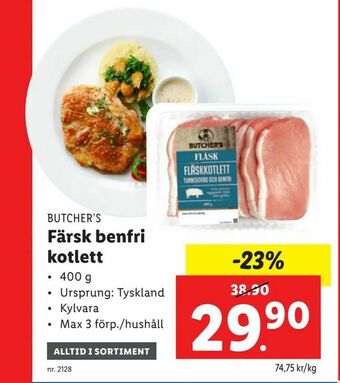Lidl Färsk benfri kotlett erbjuda