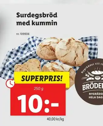 Lidl Surdegsbröd med kummin erbjuda