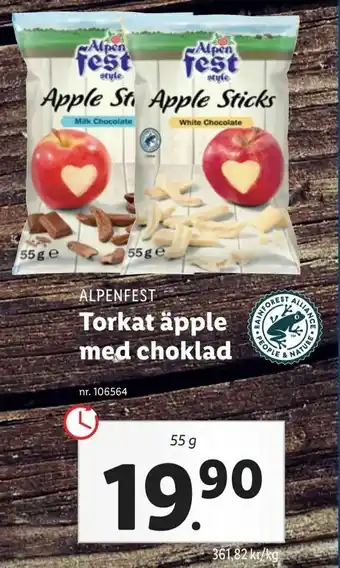 Torkat äpple med choklad