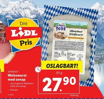 Lidl Weisswurst med senap erbjuda
