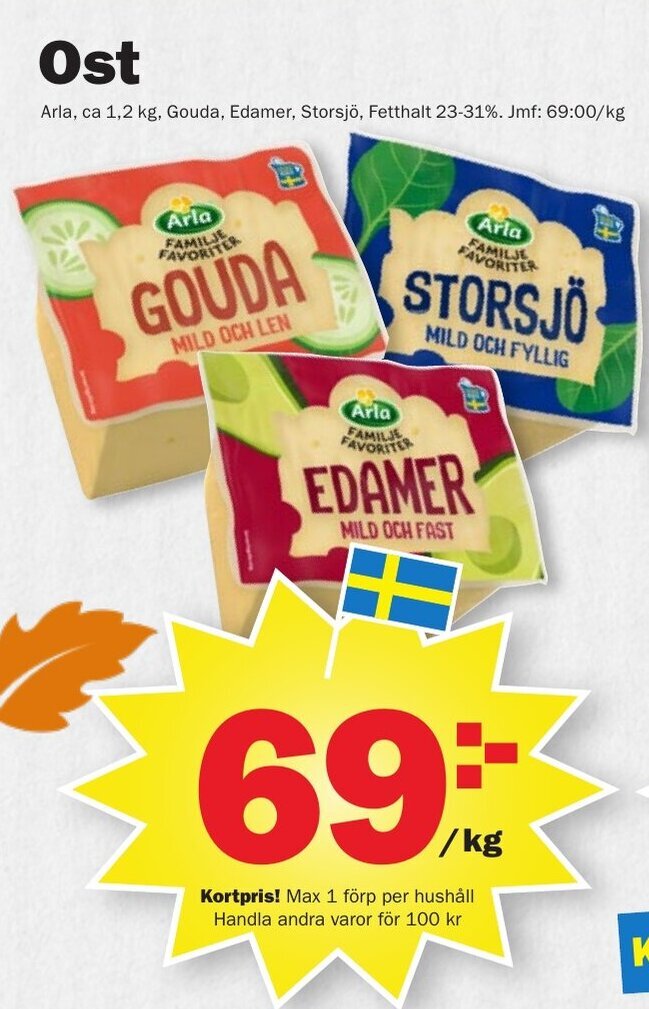 Pekås Ost Arla erbjuda