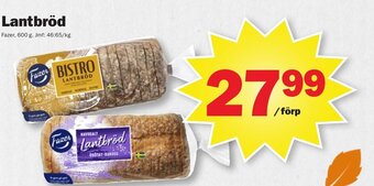 Pekås Lantbröd Fazer, 600 g. erbjuda