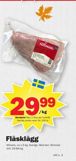 Pekås Fläsklägg Allmans erbjuda