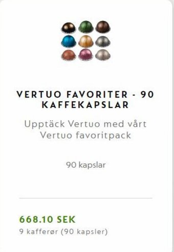 Nespresso VERTUO FAVORITER - 90 KAFFEKAPSLAR erbjuda