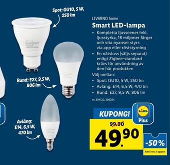 Lidl Smart led-lampa erbjuda