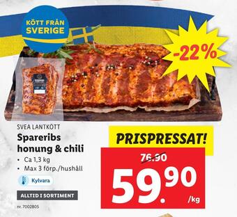 Lidl Spareribs honung & chili erbjuda