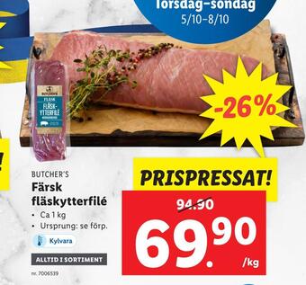 Lidl Färsk fläskytterfilé erbjuda