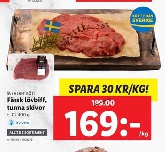 Lidl Färsk lövbiff, tunna skivor erbjuda