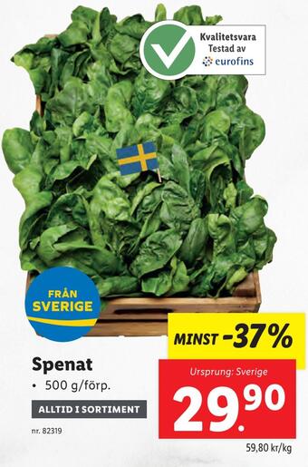 Lidl Spenat erbjuda