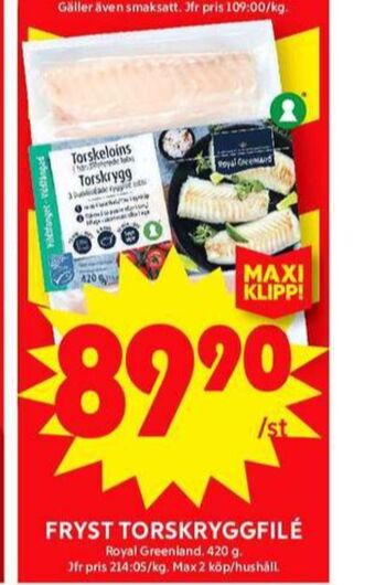 ICA Maxi Royal greenland torskfilé erbjuda