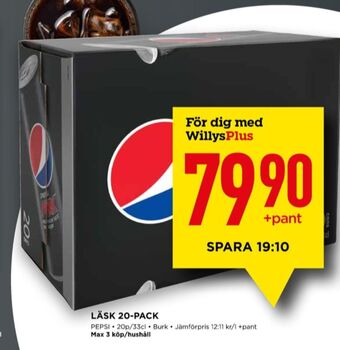 Willys Pepsi läskedryck erbjuda