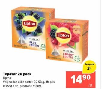 Coop Extra Lipton tepåsar erbjuda