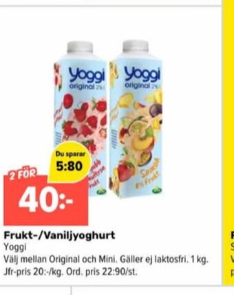 Coop Extra Yoggi yoghurt erbjuda
