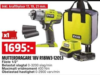RYOBI MUTTERDRAGARE 18V R18IW3-120S3