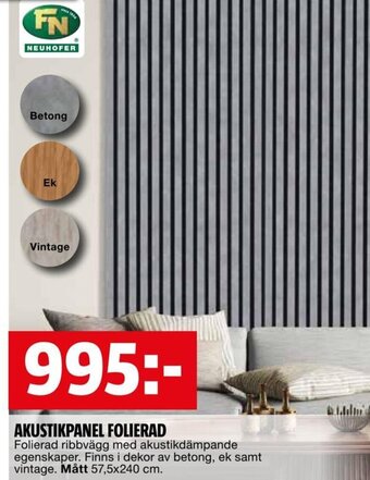 Bauhaus AKUSTIKPANEL FOLIERAD erbjuda
