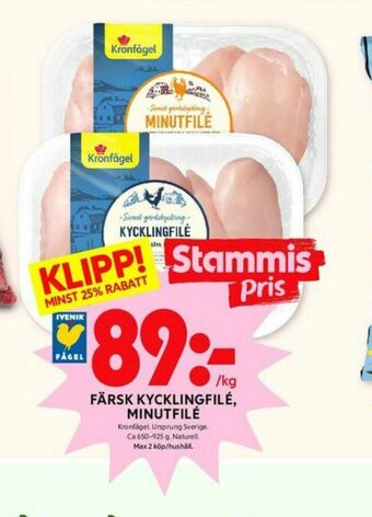 ICA Kvantum Kronfågel Kycklingfilé erbjuda