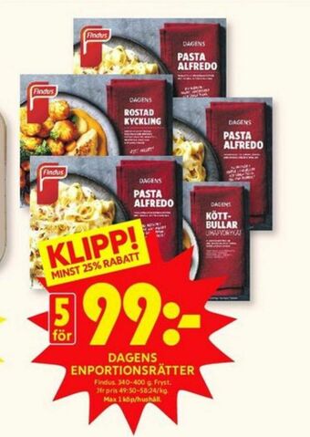 ICA Kvantum Findus Färdigrätter erbjuda