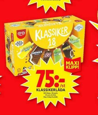 ICA Maxi GB Klassiker Glasspinnar erbjuda