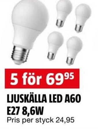 Bauhaus LJUSKÄLLA LED A60 E27 8,6W erbjuda