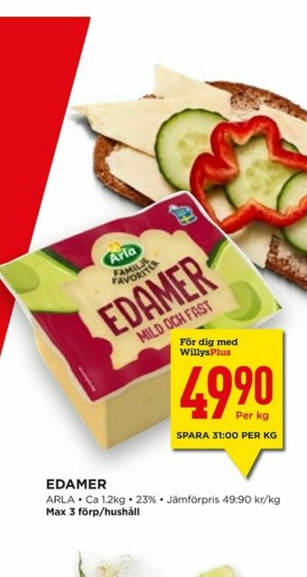 Willys Hemma Arla Edamer erbjuda