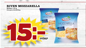 Din Mat Riven mozzarella erbjuda