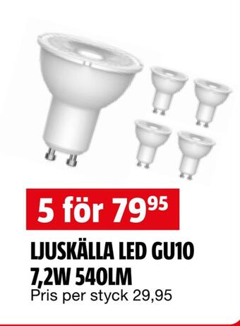 Bauhaus Ljuskälla led gu10 7,2w 540lm erbjuda