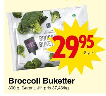Matöppet Broccoli buketter erbjuda