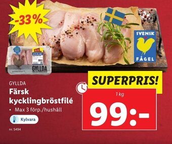 Lidl GYLLDA Färsk kycklingbröstfilé erbjuda