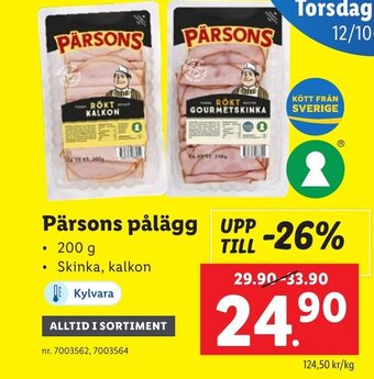 Lidl Pärsons pålägg erbjuda
