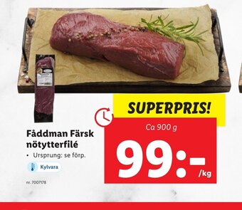 Lidl Fåddman Färsk nötytterfilé erbjuda