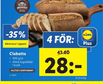 Lidl Ciabatta erbjuda
