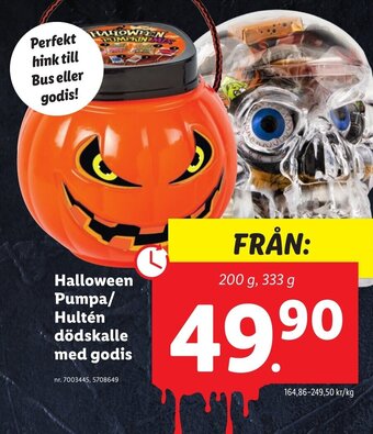 Lidl Halloween Pumpa/ Hultén dödskalle med godis erbjuda