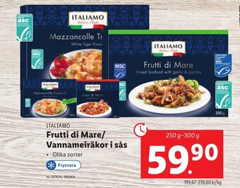 Lidl ITALIAMO Frutti di Mare/ Vannameiräkor i sås erbjuda