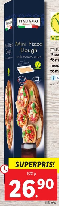 Lidl ITALIAMO Pizzadeg för minipizzor med tomatsås erbjuda