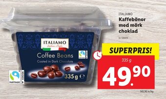Lidl ITALIAMO Kaffebönor med mörk choklad erbjuda