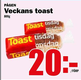 Matdax Veckans toast erbjuda