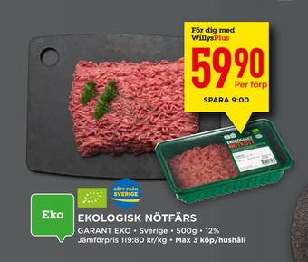 Willys Ekologisk nötfärs erbjuda