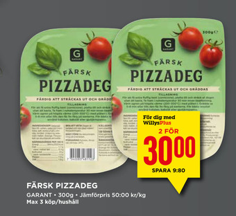 Willys Färsk pizzadeg erbjuda