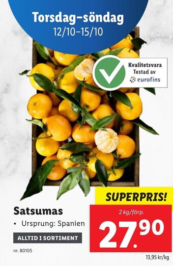 Lidl Satsumas erbjuda