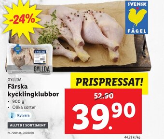 Lidl GYLLDA Färska kycklingklubbor erbjuda