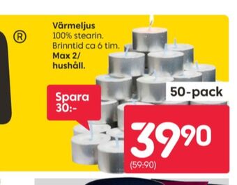 Rusta Värmeljus erbjuda