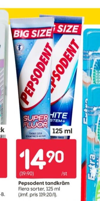 Rusta Pepsodent tandkräm erbjuda
