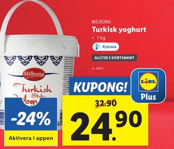 Lidl MILBONA Turkisk yoghurt erbjuda