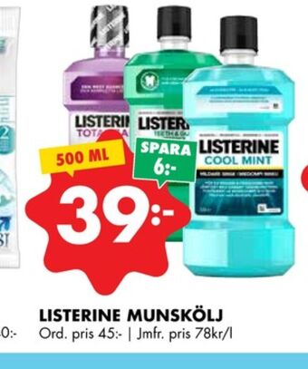 ÖoB Listerine munskölj erbjuda